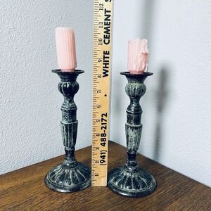 Brass Candlesticks USA Vintage Candle Holder Great Patina Two Piece AMC New York